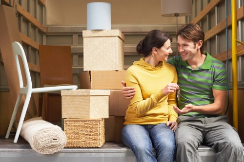 Office removal service in Haringey with equipment and desks being moved